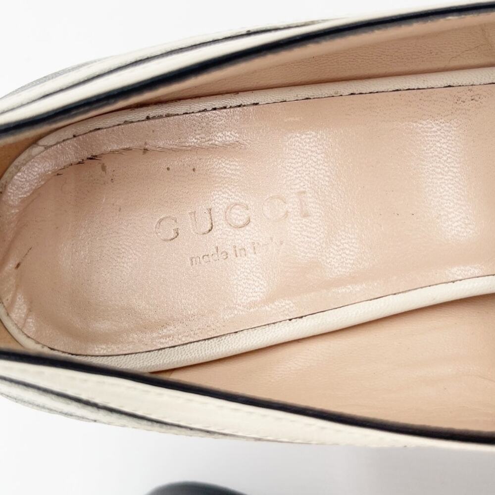 Gucci Marmont Kiltie Zebra Stripe Black White Leather Block Heel Pumps IT 37.5 - Picture 12 of 16
